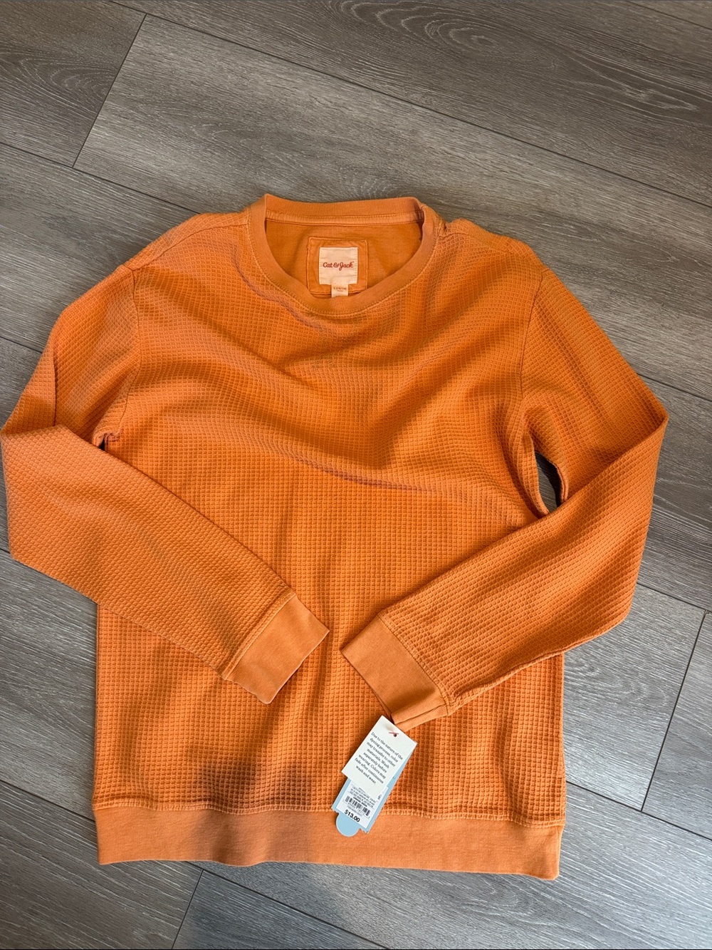 Cat & Jack Orange Waffle-Knit Crewneck Sweatshirt